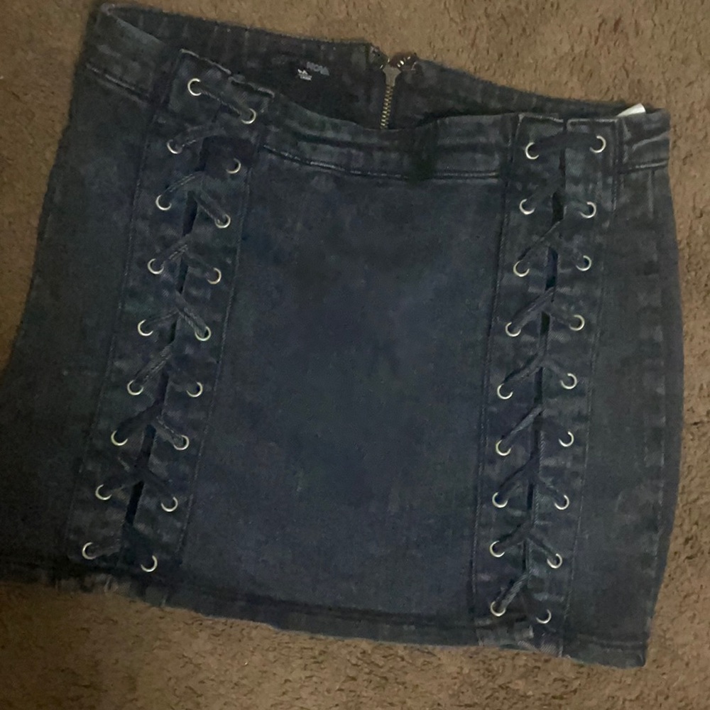 Black Denim Mini Skirt - Picture 1 of 2